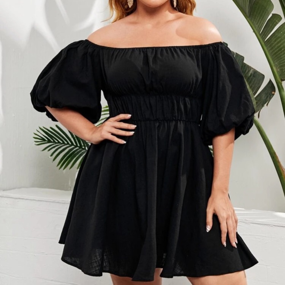 SHEIN Plus Off-the-shoulder Lantern Sleeve Dress